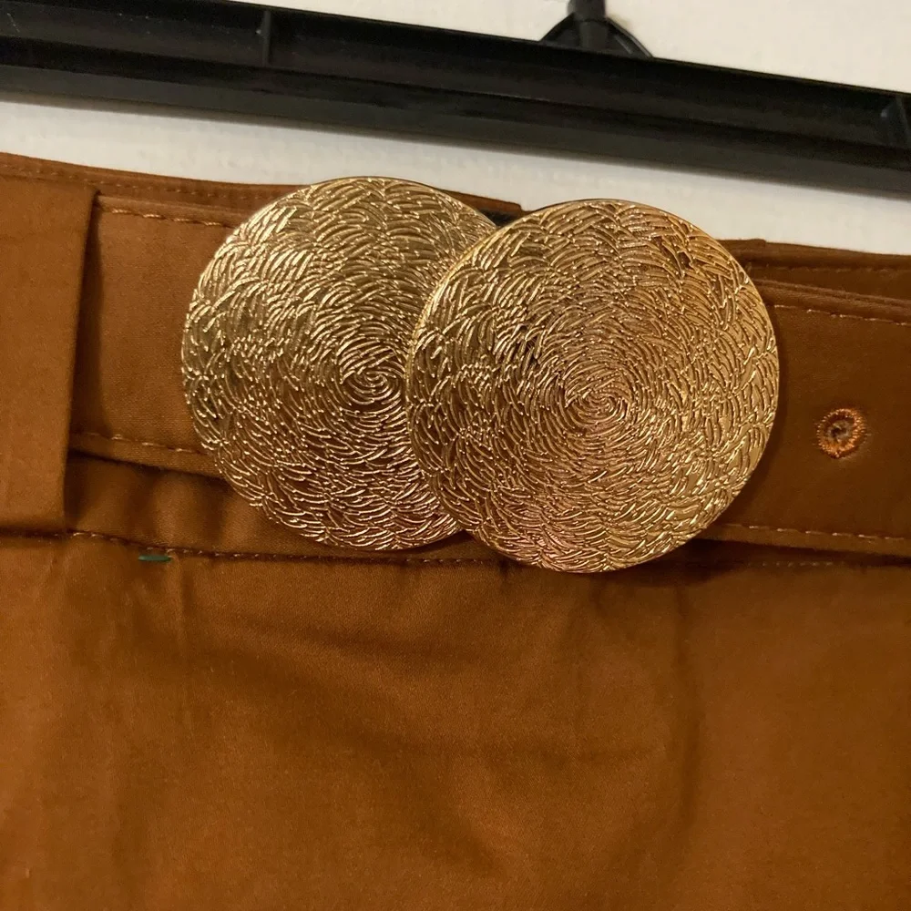 Banana Republic BRx HARBISON | Mini Skirt Gold Buckle Brown | Size 6 - Picture 3 of 5